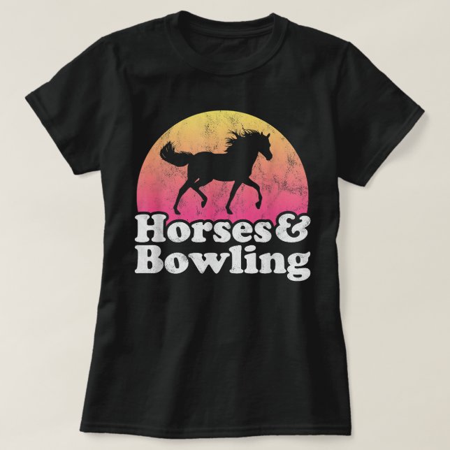 T-shirt Femmes ou Filles aux Chevaux et Bowling (Design devant)