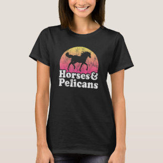 T-shirt Femmes Ou Filles De Cheval Et De Pélican Chevaux P