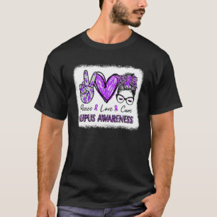T-shirt Femmes Paix Amour Cure Messy Bun Leopard Lupus Awa