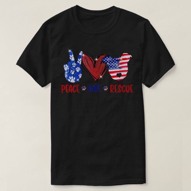 T-shirt Femmes Paix Amour Secourir Chiens Pitbull America  (Design devant)