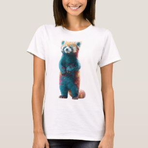 T-shirt Femmes panda roux galactique sarcelle et cramoisi