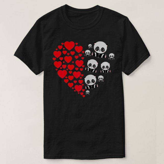 T-shirt Femmes Panda Valentines Jour Coeurs Amour Filles G (Design devant)