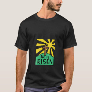 T-shirt Femmes Pâques Croix Religieuse Pâques Il Est Ressu