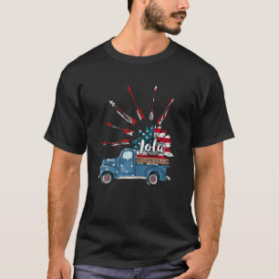 T-shirt Femmes Patriotique 4 juillet Lola Camion Tournesol