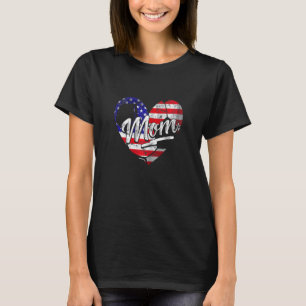 T-shirt Femmes Patriotique Américain Drapeau Coeur de foot