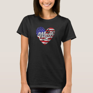 T-shirt Femmes Patriotique Américain Drapeau Coeur équestr