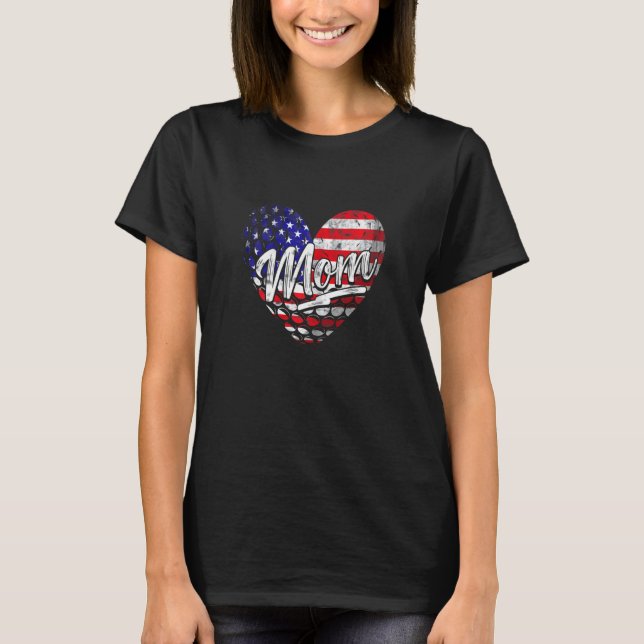 T-shirt Femmes Patriotique Américain Drapeau Coeur Golf Ma (Devant)