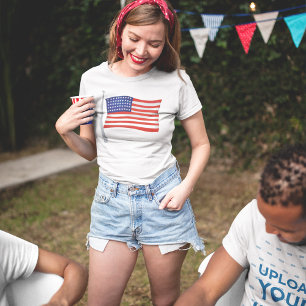 T-shirt Femmes patriotiques rouge blanc et bleu tendance