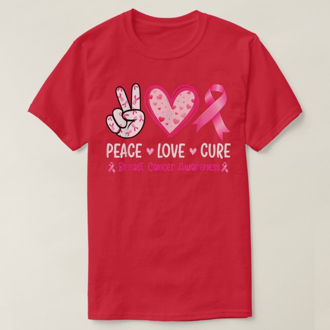 T-shirt Femmes Peace Love Cure Cancer du sein Sensibilisat (Design devant)