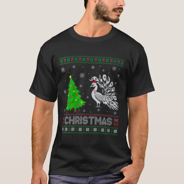 T-shirt Femmes Peacock Xmas Arbre Éclairage Noël S (Devant)