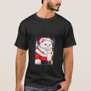 T-shirt Femmes Père Noël Paws Cute Cat Claus V Neck