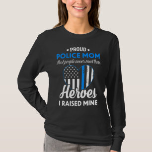 T-shirt Femmes Police Maman Ligne bleue Drapeau Coeur Fièr