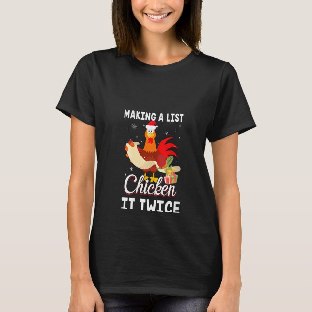 T-shirt FEMMES Poulet Il Deux Fois Drôle Poulet Noël (Devant)