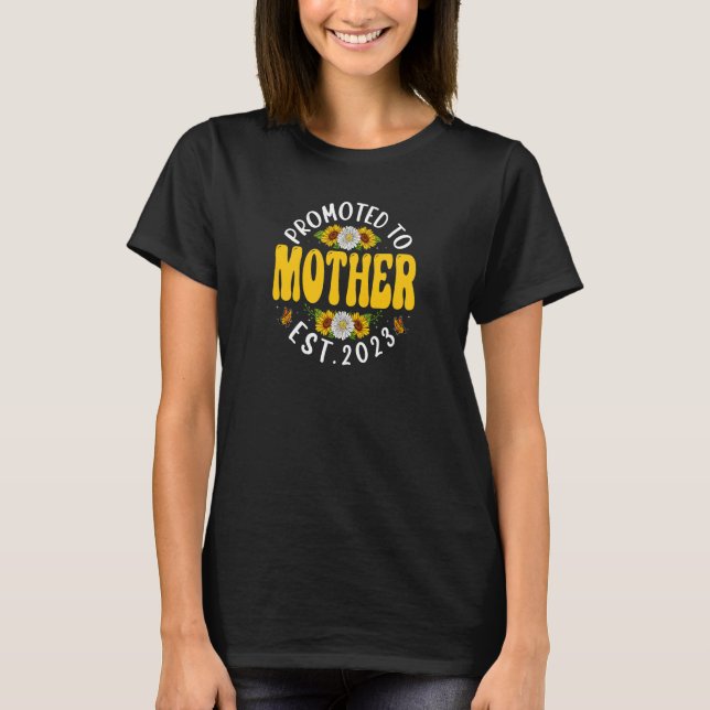 T-shirt Femmes Promues À Mère 2023 Grossesse Fleur An (Devant)