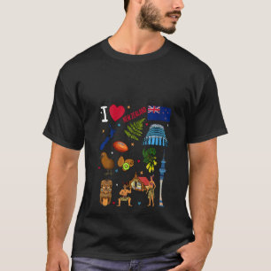 T-shirt Femmes que j'aime Nouvelle-Zélande. Points de repè