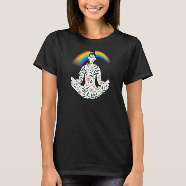 T-shirt Femmes Rainbow Grey Yoga 8 (Devant)