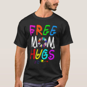 T-shirt Femmes Rétro Libérez Maman Hugs Arc En Ciel Lgbtq