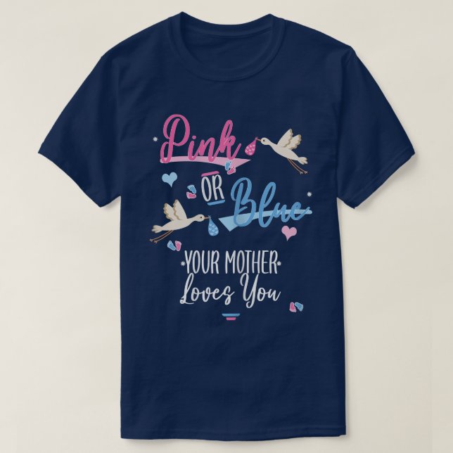 T-shirt Femmes Rose Ou Bleu Votre Mère Vous Aime Genre R (Design devant)