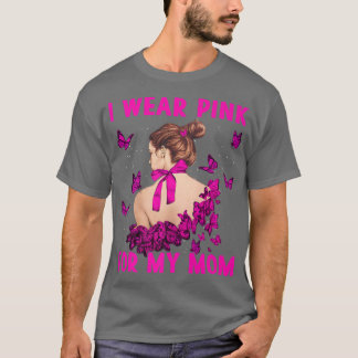 T-shirt Femmes Ruban Je Porte Du Rose Pour Ma Mère Cancer