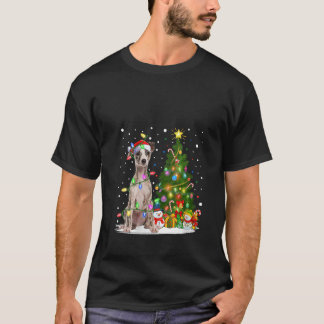 T-shirt Femmes Santa Whippet Chien Xmas Arbre Lumineux Whi