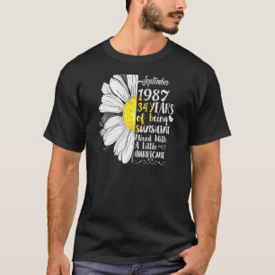 T-shirt Femmes Septembre Filles 1987 34ème anniversaire 34