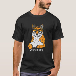 T-shirt Femmes Shiba Inu Leopard Bandana Maman Vie Mères