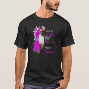 T-shirt Femmes Siamese Chat Maman Valentines Jour Chat Mam