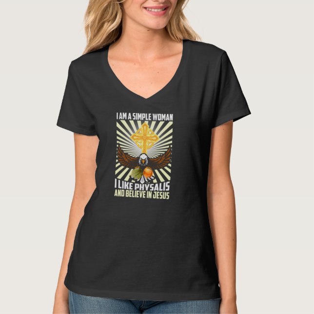T-shirt Femmes Simples Comme Physalis Et Croire En Jésus C (Devant)