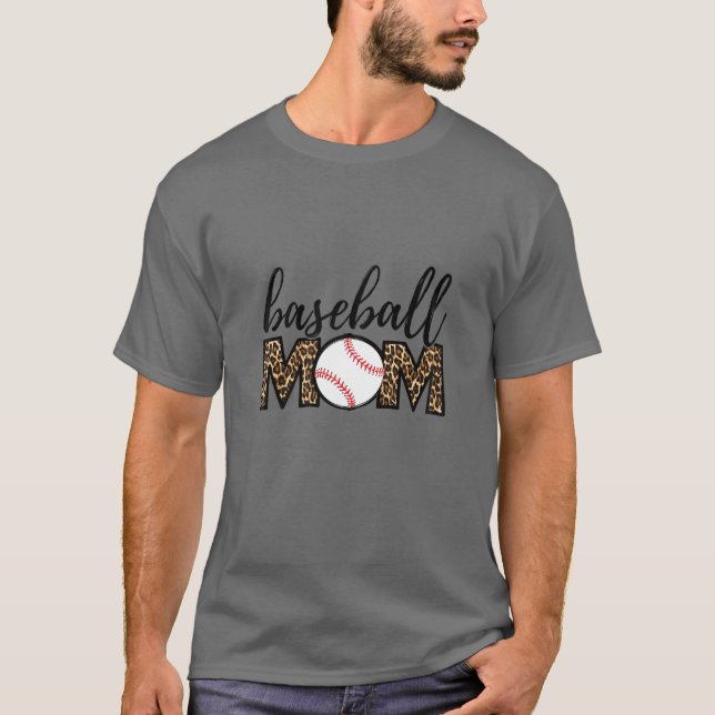 T-shirt FEMMES Softball Baseball Maman Leopard Tee Mère (Devant)