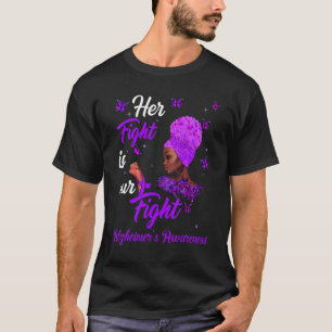 T-shirt Femmes Son combat est notre combat pourpre Alzheim
