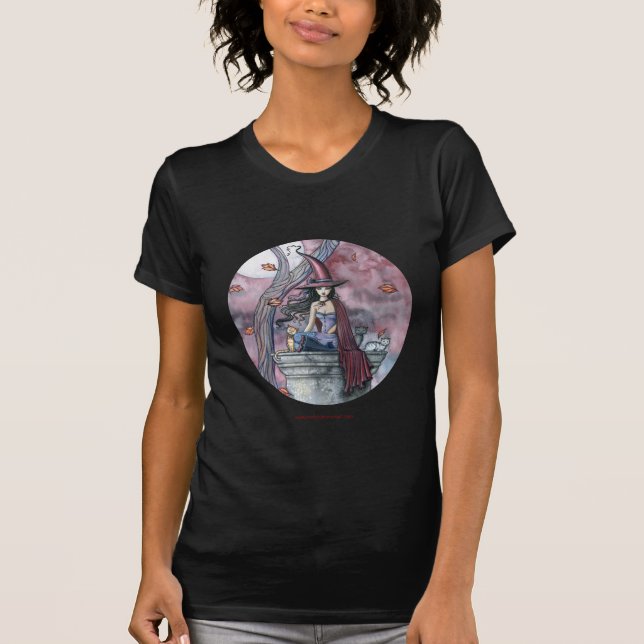 T-Shirt Femmes Sorcière Chat Halloween (Devant)