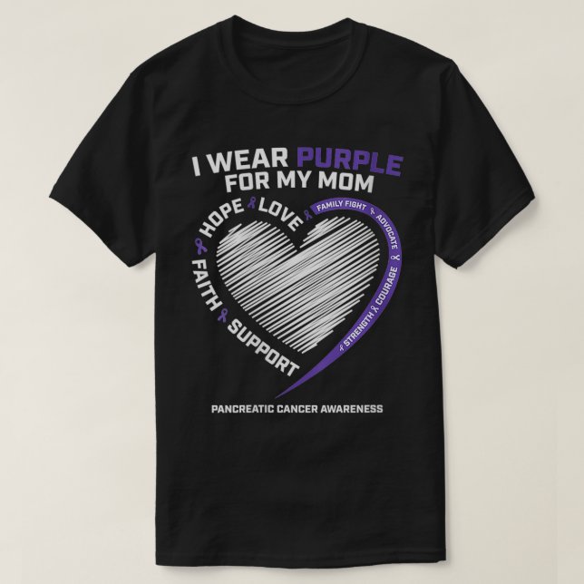 T-shirt Femmes Soutien Je Porte Violet Pour Ma Maman Pancr (Design devant)