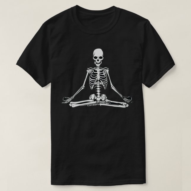 T-shirt Femmes Squelette Yoga Pose Méditation Cool gothiqu (Design devant)