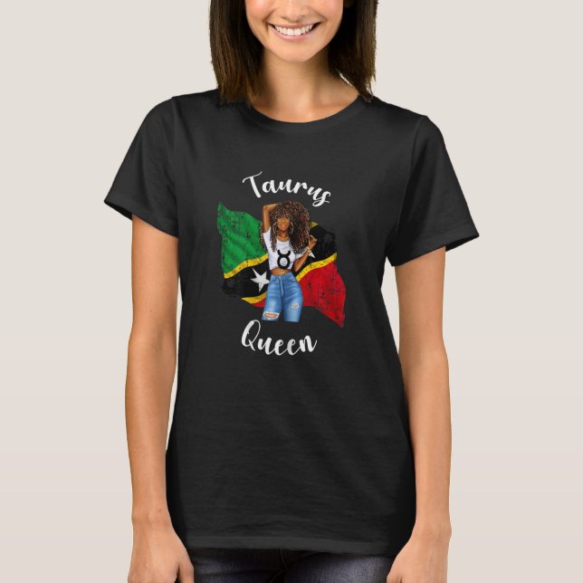 T-shirt Femmes St Kitts Queen Taurus Anniversaire Zodiac A (Devant)