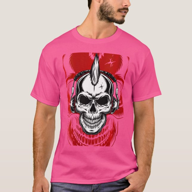 T-shirt Femmes Steampunk Crâne avec casque Cyber Skele (Devant)
