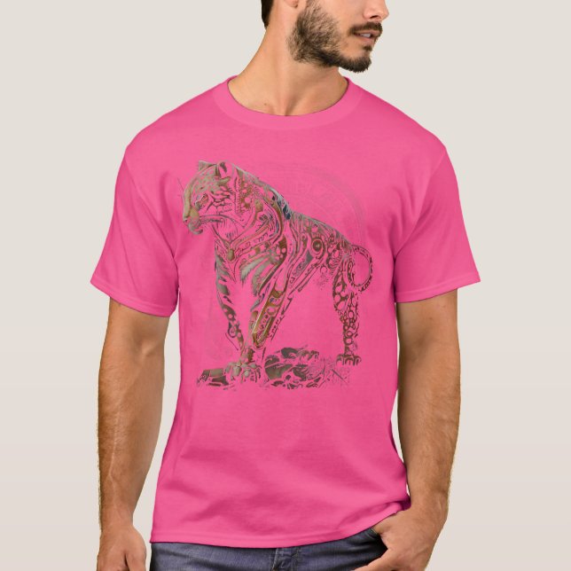 T-shirt Femmes Steampunk Jaquar Chat Steampunk Art Animal  (Devant)