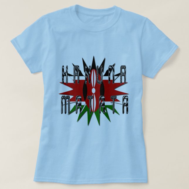 T-shirt Femmes stylées Bleu Basique Jambo Kenya Hakuna Mat (Design devant)