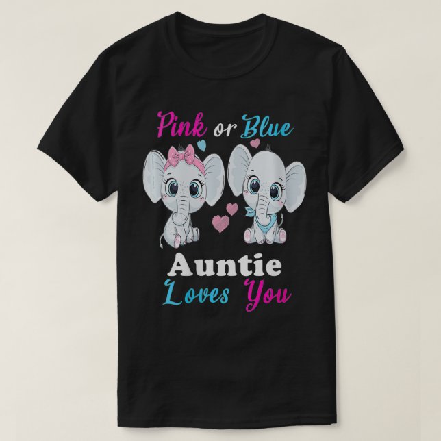 T-shirt Femmes Tantes Rose ou Bleu vous aime Eléphants Ba (Design devant)