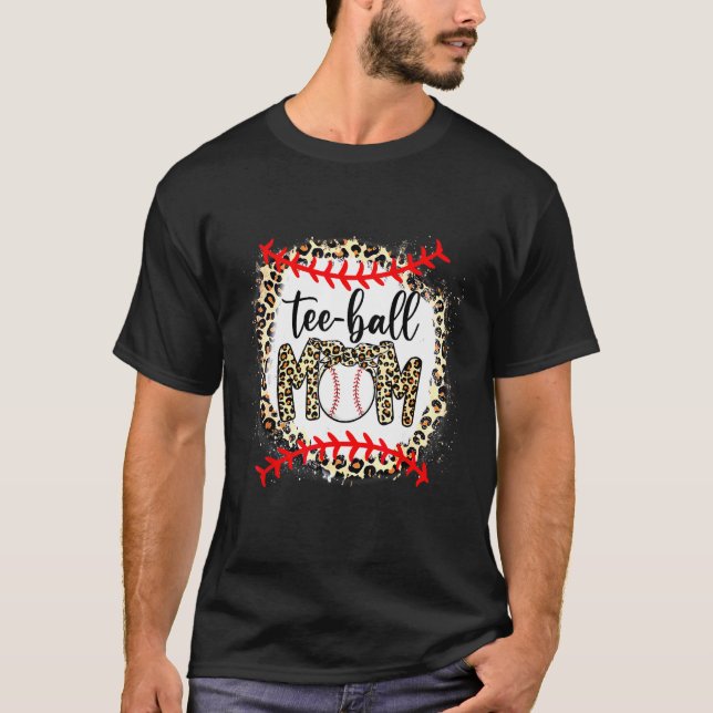 T-shirt Femmes Teeball Maman Leopard Ball Maman Fête des M (Devant)
