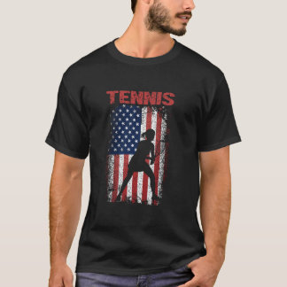 T-shirt Femmes Tennis Sports Retro American Drapeau Amériq