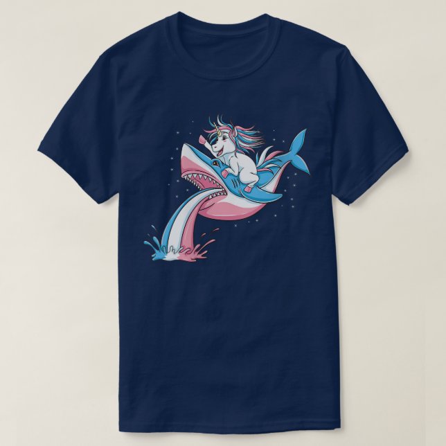 T-shirt Femmes Unicorne équitation Trans Pride Requin Tran (Design devant)