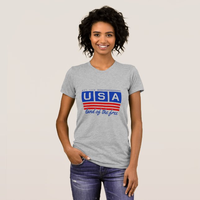 T-Shirt Femmes USA Terre de Liberté (Devant entier)