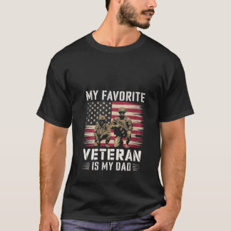 T-shirt Femmes Vétérinaire Papa Américain Drapeau Fier Mil