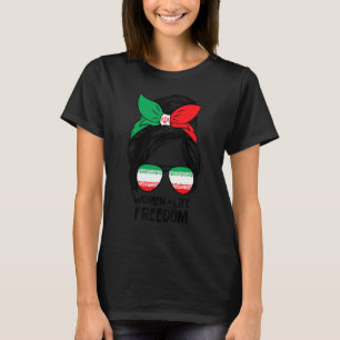 T-shirt Femmes Vie Liberté Iran Libre Chignon Drapeau Iran