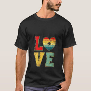 T-shirt Femmes Vintage Love Flamant rose Rétro les années