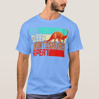 T-shirt Femmes Vintage Manger Sleep Répéter Brontosaurus V