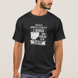 T-shirt Femmes Vintage Ohio Carte Une Femme Qui A Grandi À