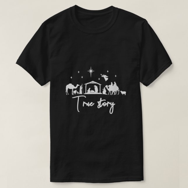 T-shirt FEMMES Vraie Histoire Nativité Noël Bébé Jésus (Design devant)