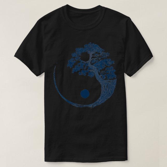 T-shirt Femmes Yin Yang Blue Bonsai Tree Japonais Bouddhis (Design devant)