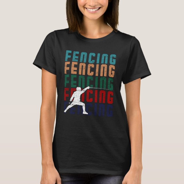 T-shirt Fencing Vintage Retro Design Fencer (Devant)
